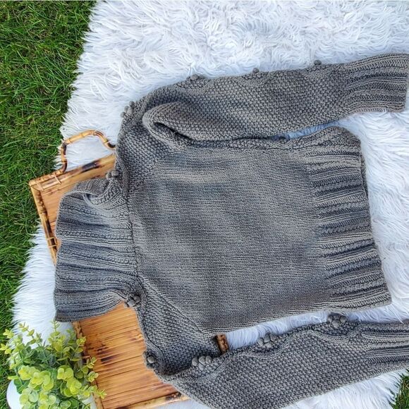 Buffalo By David Bitton Soft Cable Knit Pom Pom Detail Grey Sweater Sz S/P - Picture 4 of 14